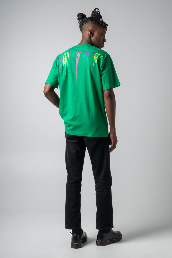 Mens rotg multi colour graffiti drip mutant green jersey t-shirt
