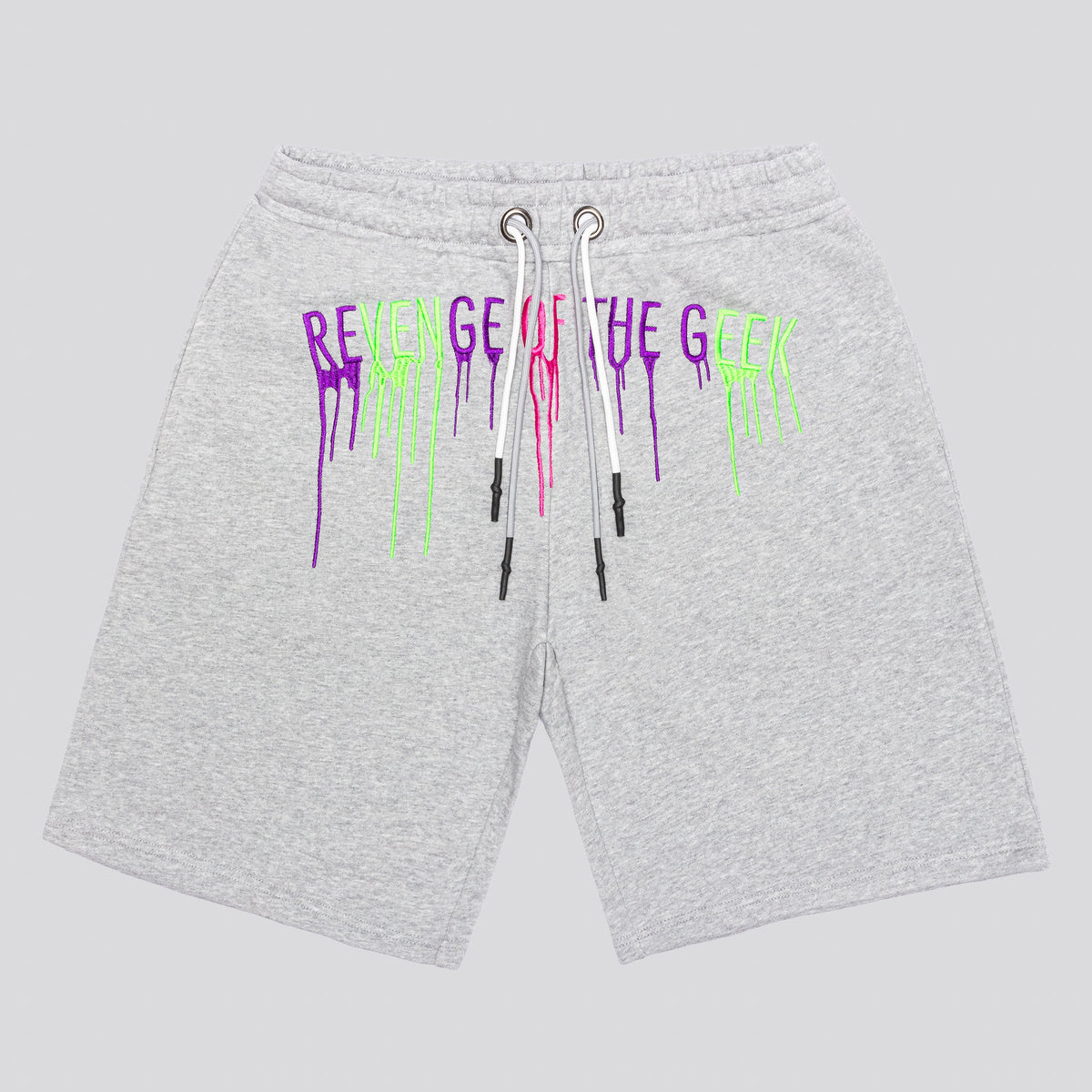 Revenge of the Geek | Grey Graffiti Drip Sweat Shorts