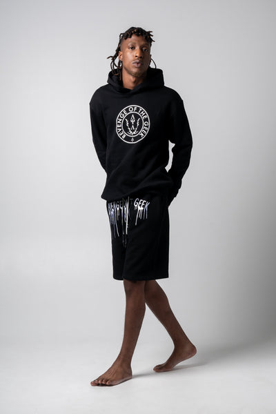 Rotg black cotton crest hoodie