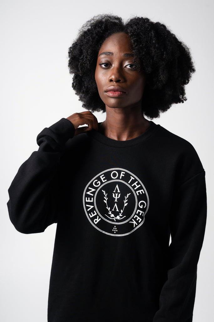 Rotg classic black french terry cotton crest sweatshirt