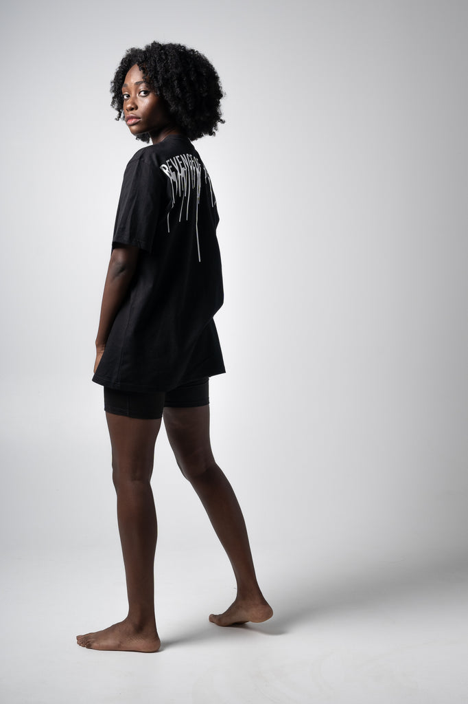 Womens rotg black cotton graffiti drip jersey t-shirt side
